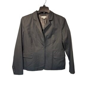 Liz‎ Claiborne Black Blazer XL Cotton Blend Career Business Casual Jacket